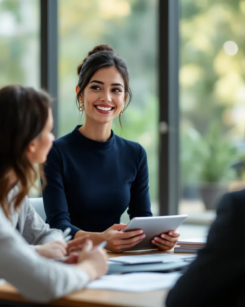 Twastia.io consultant answering client questions during a strategy meeting